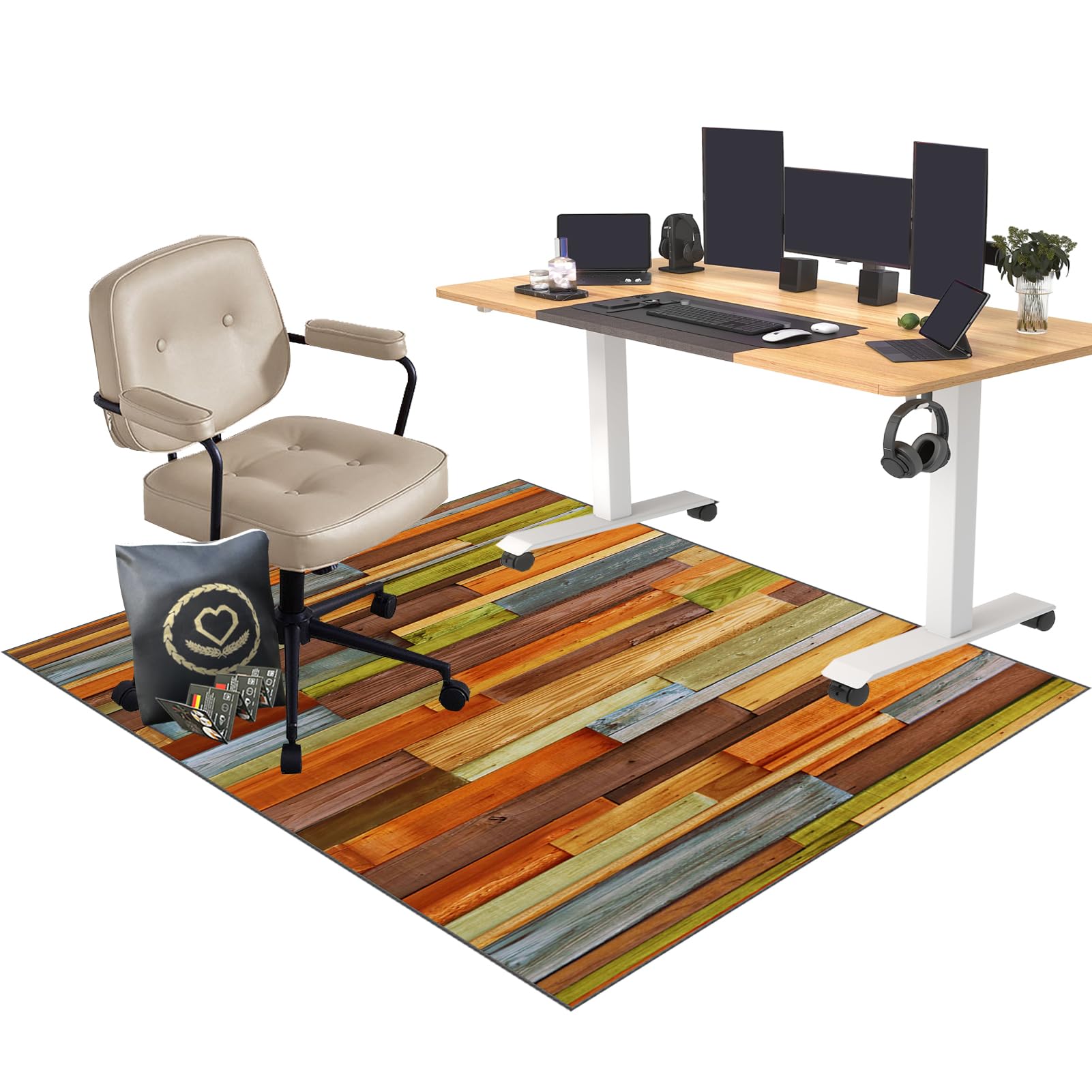 EYKWKB Office Chair Mat for Carpet | Hard-Floor Chair Mats | Desks Mat Large 150 x 160 cm | Computer Gaming Chair Mat for Carpeted Floors | Non-Slip Carpet Protector Chair Mat for Home Office Study