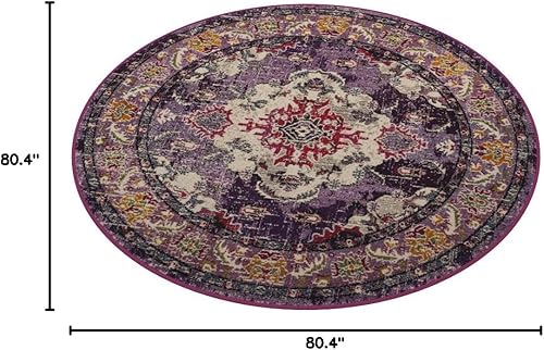 Miniatura 437 de Safavieh Tapete de área grande, colección Monaco, 11 pies x 15 pies, azul marino y celeste, diseño desgastado de medallón, no desprende pelusa