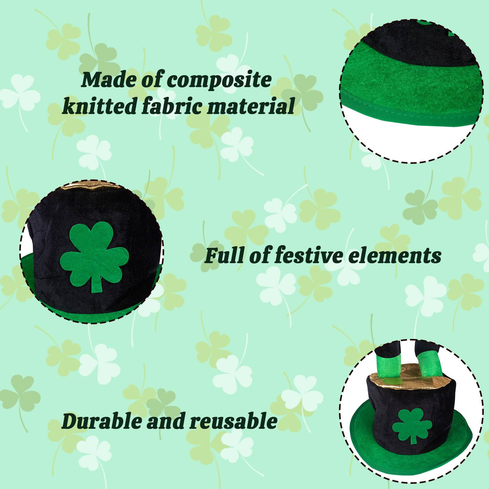Evankin St Patricks Day Hats Green Shamrock Leprechaun Top Hat Funny Party Costume Accessories for Men, Women and Kids(1pcs Cute Legs)