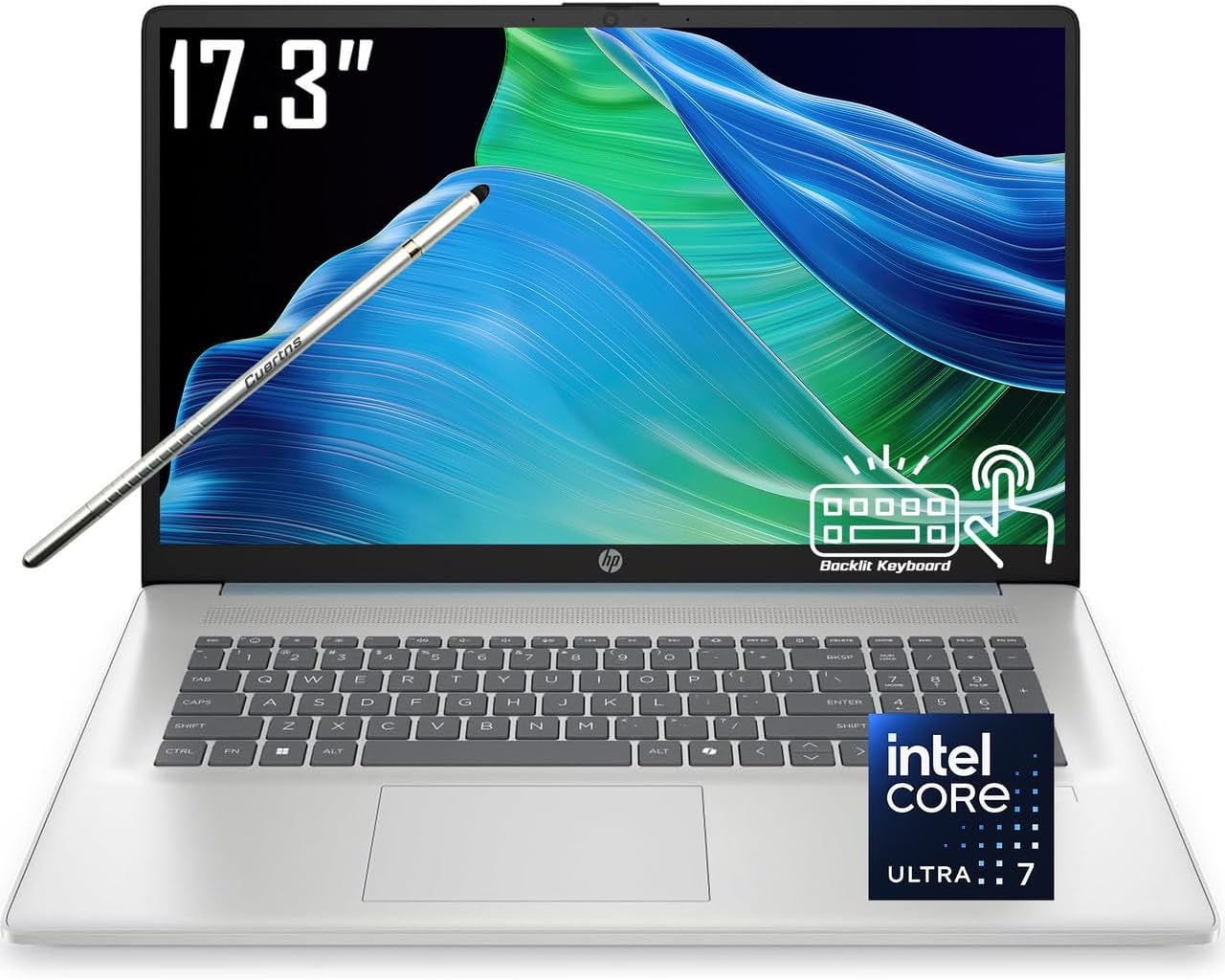 HP 17.3" AI Laptop for Business, HD+ Touchscreen Display, fIntel Core Ultra 7 255U (12-Core, Upto 5.2Ghz),16GB DDR5 RAM, 1 TB PCIE SSD, Wi-Fi 6, Backlit KB, Moonlight Blue, w/Res Stylus, Win 11 H