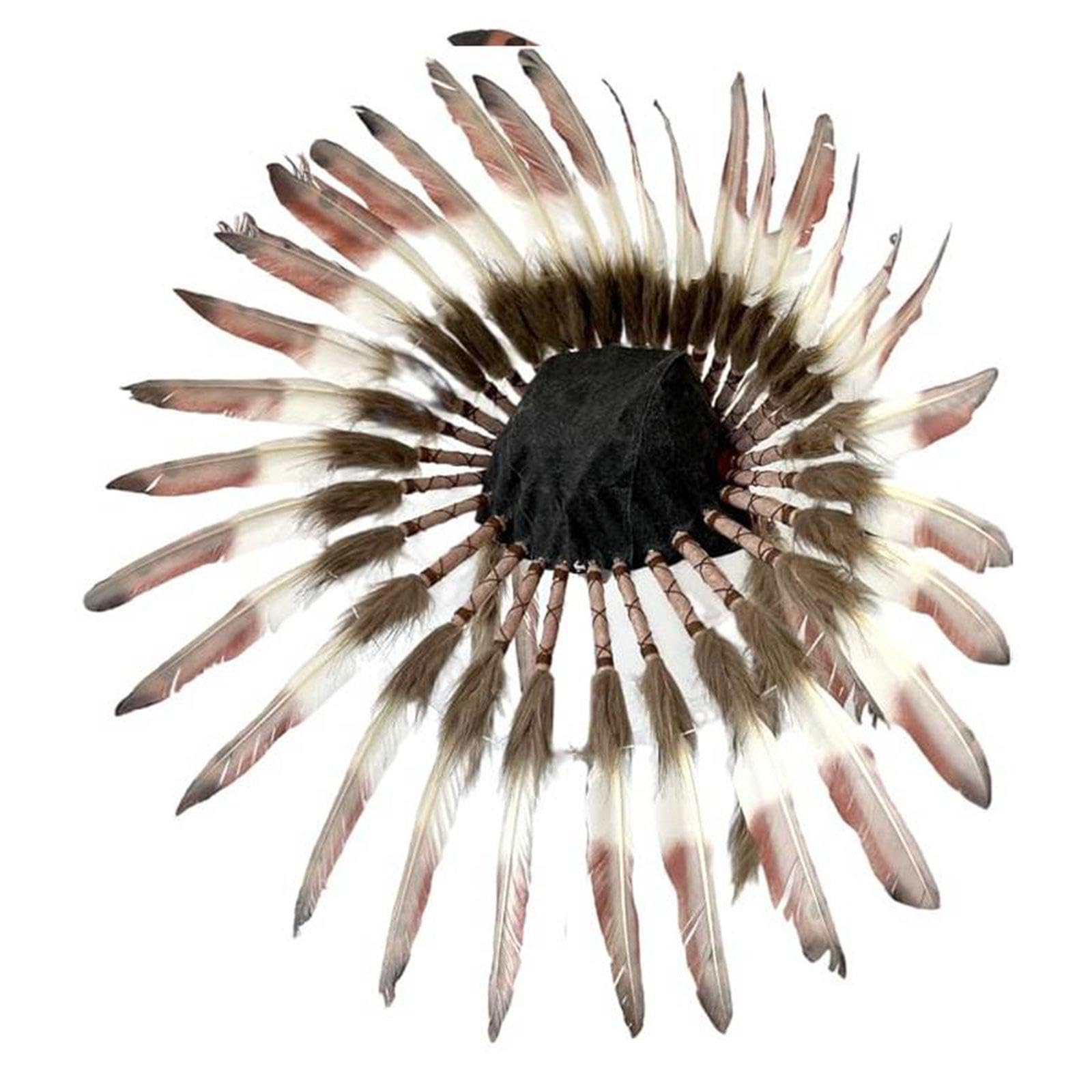 Tocado de plumas de jefe indio de 21.6 x 15.75 pulgadas para disfraz de Halloween, espectáculo de baile, fiesta de disfraces