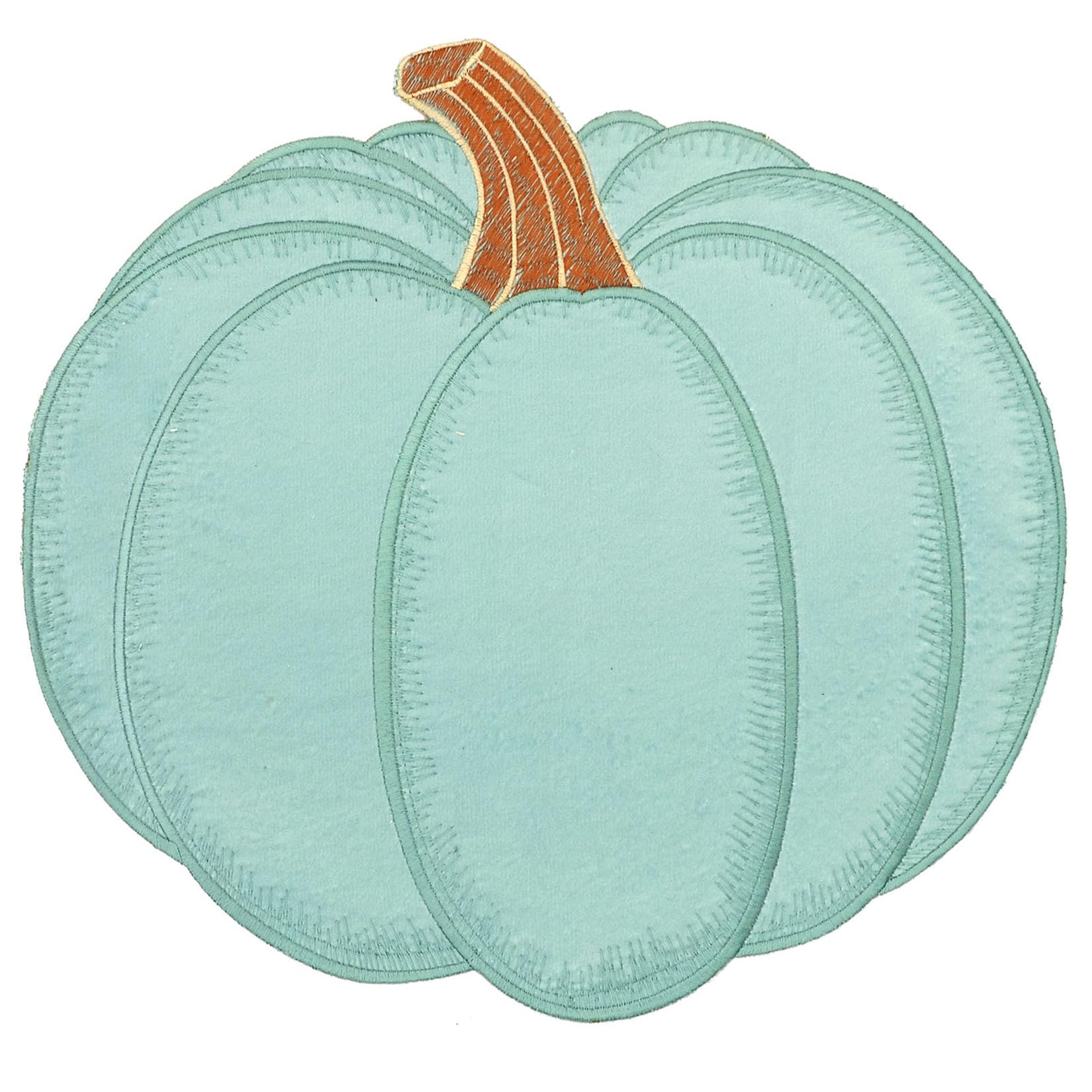 Grelucgo Set of 4 Embroidered Pumpkins Table Place-mats for Autumn Fall, Thanksgiving Doilies, Double Thickness (Teal)
