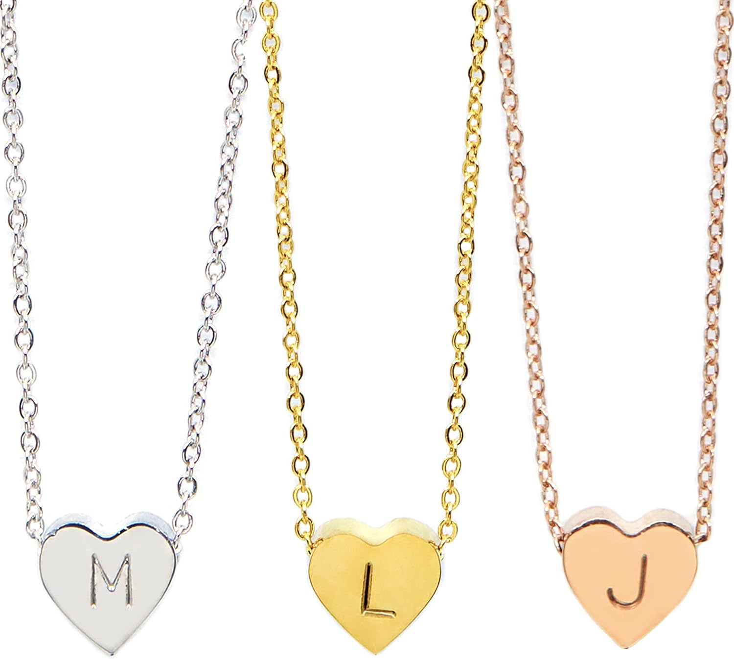 MignonandMignon Dainty Heart Initial Necklace Birthday Gift for Mom Women Anniversary Friendship Necklace for Bridesmaid -FHN