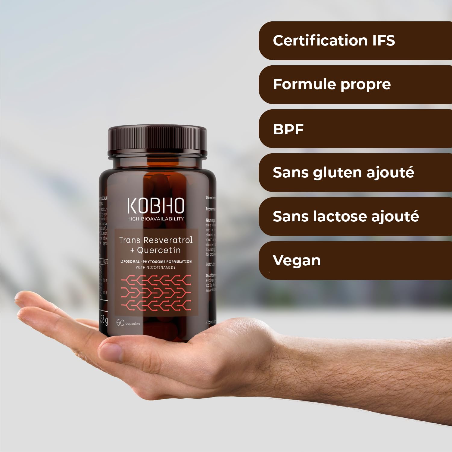 Trans Resvératrol Quercetine + Nicotinamide précurseur du NAD, Vitamine C, Antioxydant, Support à la Gestion du Poids et Favorise une Peau Jeune