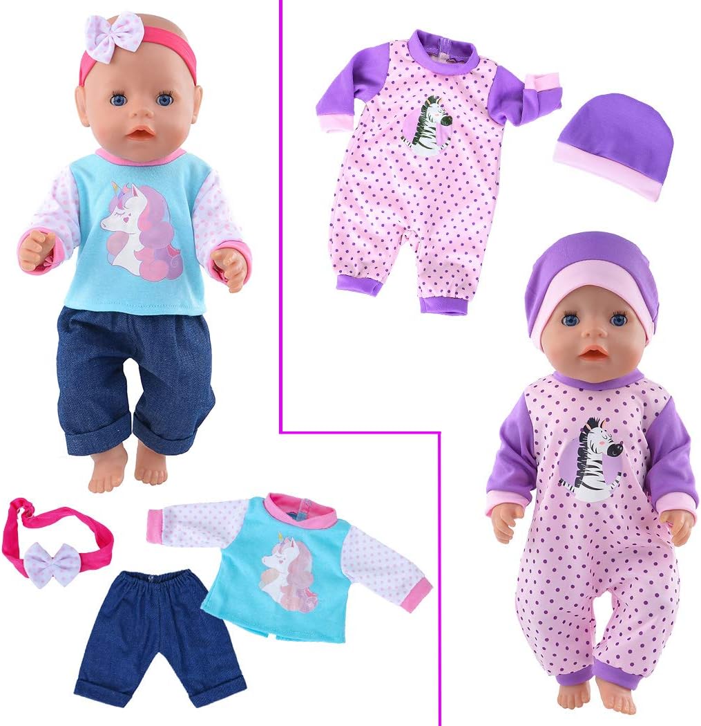 DB 10 Sets Sweet Doll Clothes Accessories Include Hats and Head Bands for 43cm New Born Baby Doll - Image 5