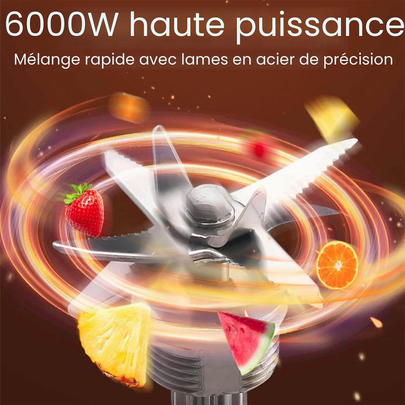 Blender Mixeur Haute Performance 800W, Blender Smoothie Professionnel avec Bol 2L+0.5L Sans BPA, 15 Vitesses Réglables, 4 Lames en Acier Inoxydable pour Smoothies, Glace Pilée, Jus et Soupes