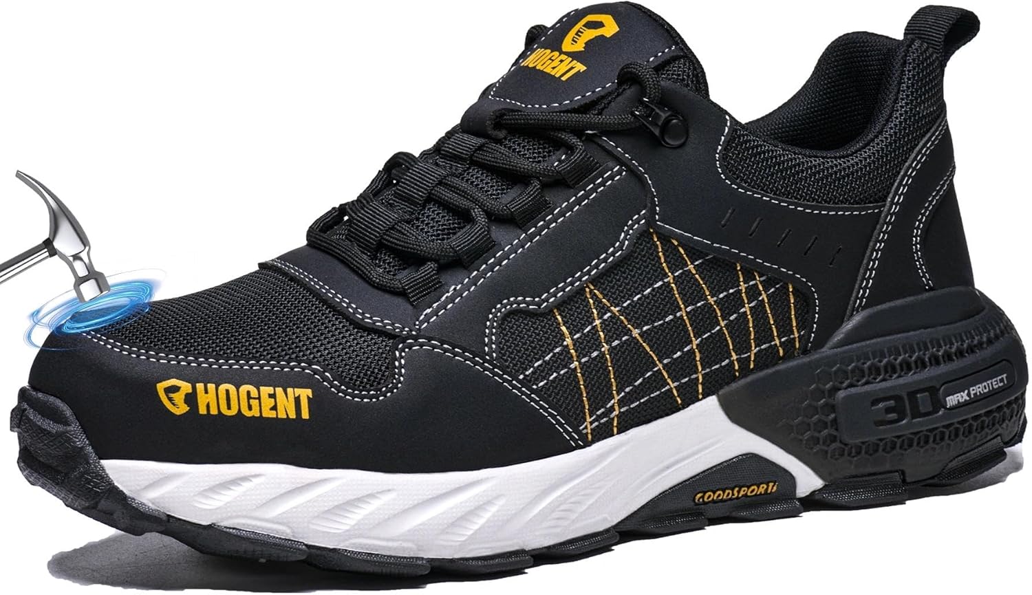Hogent Steel Toe Shoes for Men & Women | Puncture Proof Work Shoes | Lightweight Comfortable Safety Sneakers for Warehouse Construction & Daily Wear