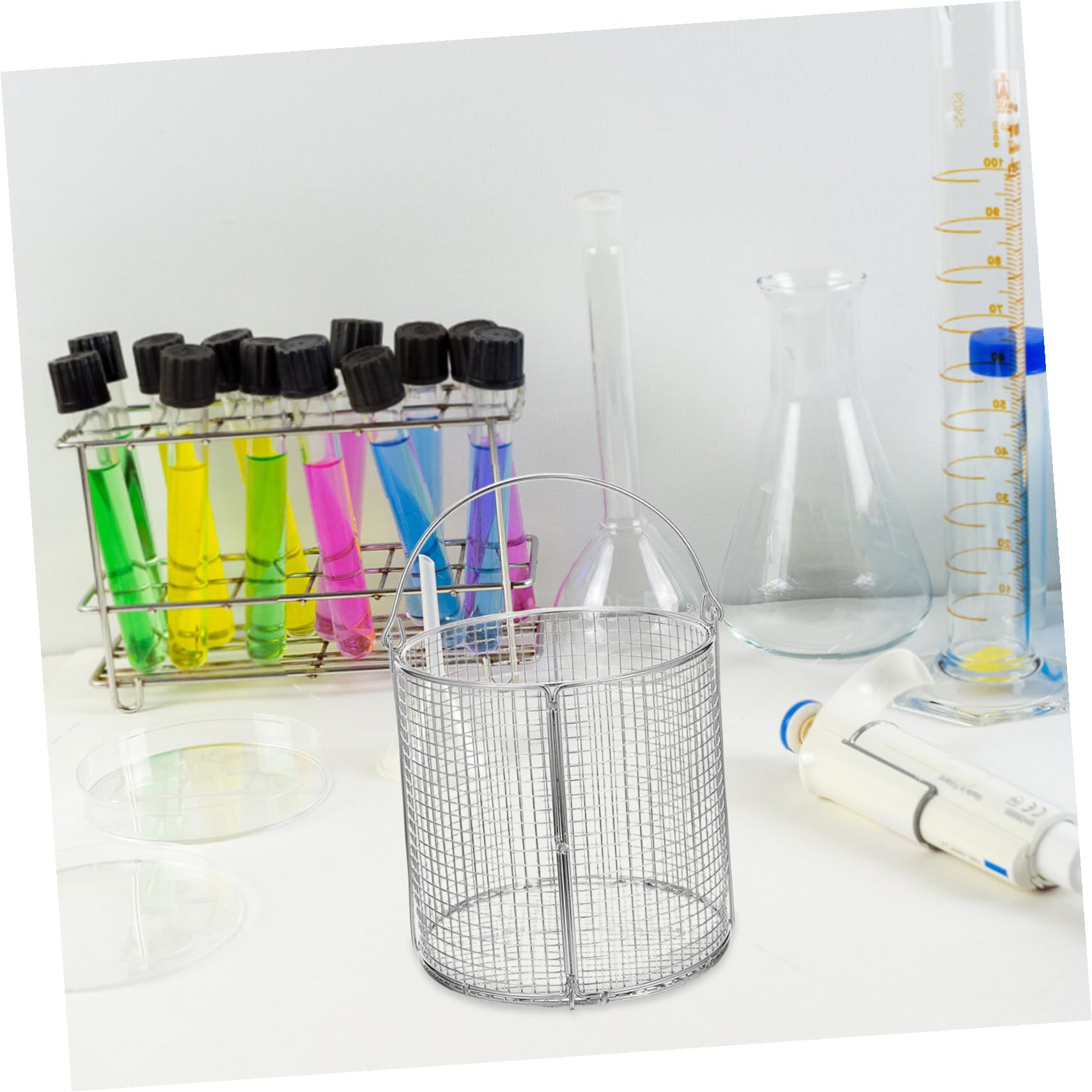 Cestino per Pulizia Ultrasuoni in Acciaio Inossidabile con Manico Oscillante, Filtro a Rete Fine per Parti di Precisione e Componenti Metallici Piccoli, Adatto a Settori Medici