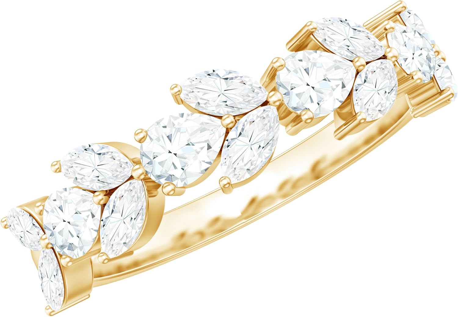 Certified Moissanite Half Eternity Ring, D-Vs1 Quality, Diamond Moissanite Anniversary Ring - Ready To Gift