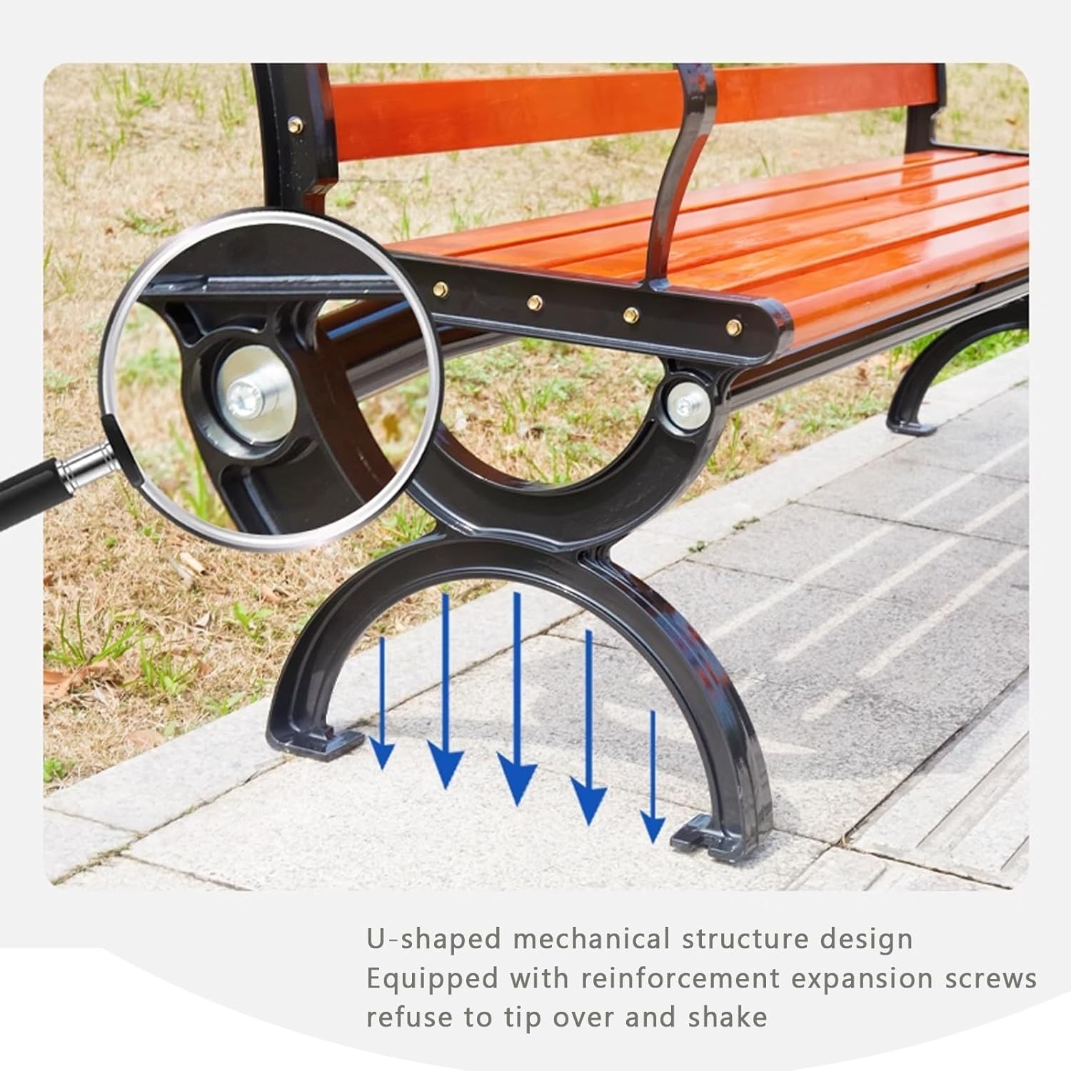 Outdoor Wooden Garden Bench for 2, Amber Red Picnic Bench for Patio, Porch, Deck & Park, Size 120cm/47.2" - Stylish Entryway & Pathway Seating