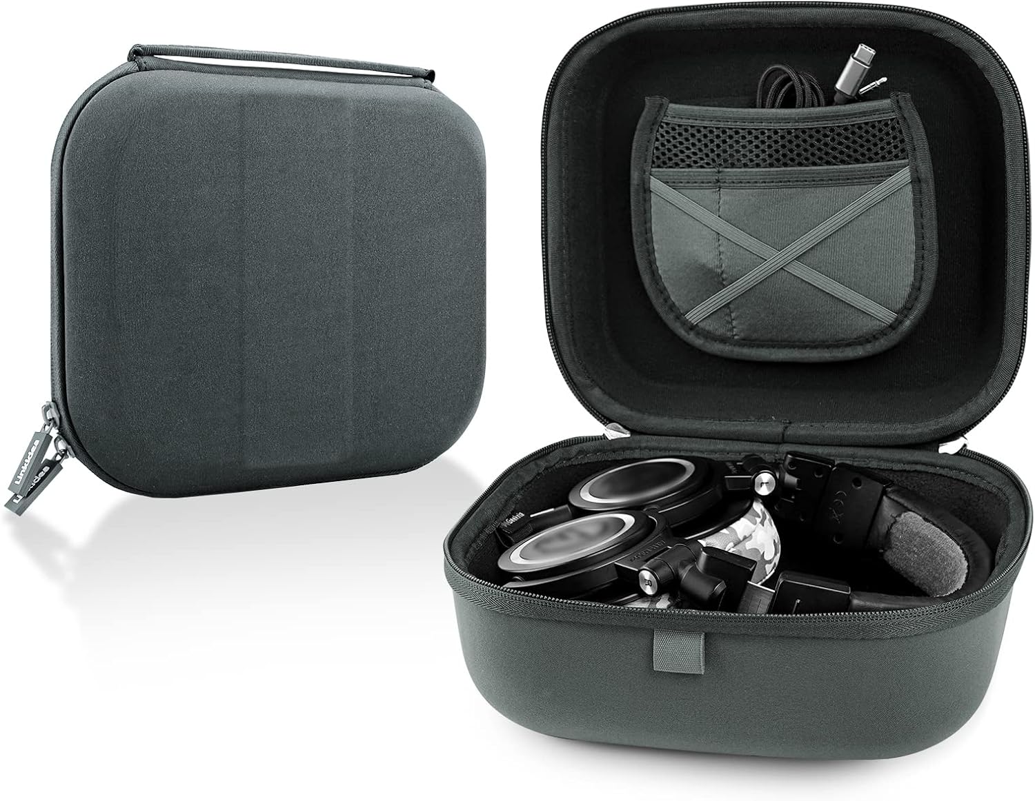 Linkidea Headphones Carrying Case Compatible with Audio-Technica ATH-M50X, ATH-GDL3 Case, Protective Hard Shell Travel Bag with Cable, Charger Storage (Dark Grey)