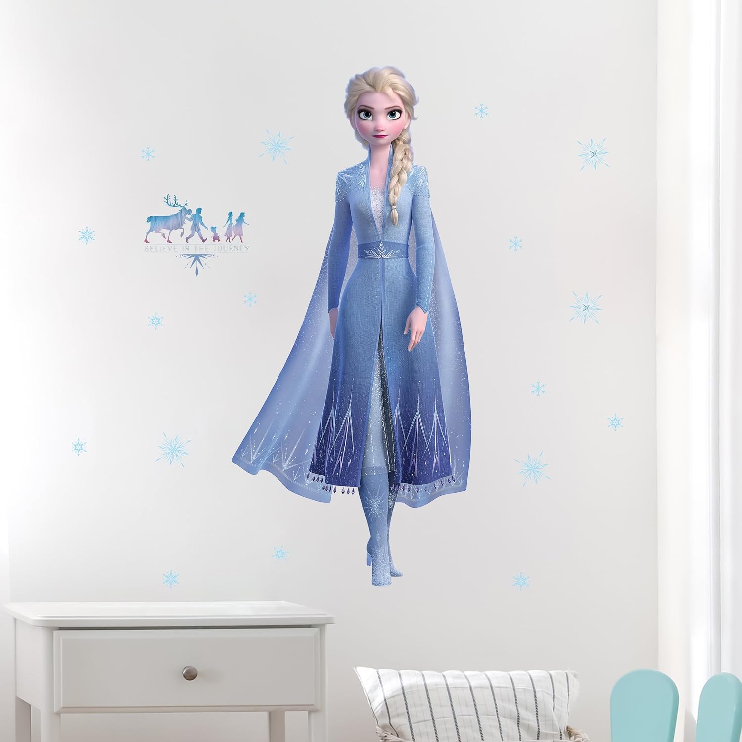 Disney Frozen Elsa Wall Decals - 33" Princess Elsa Wall Vinyl Stickers Bedroom Decor - Peel and Stick Room Decorations
