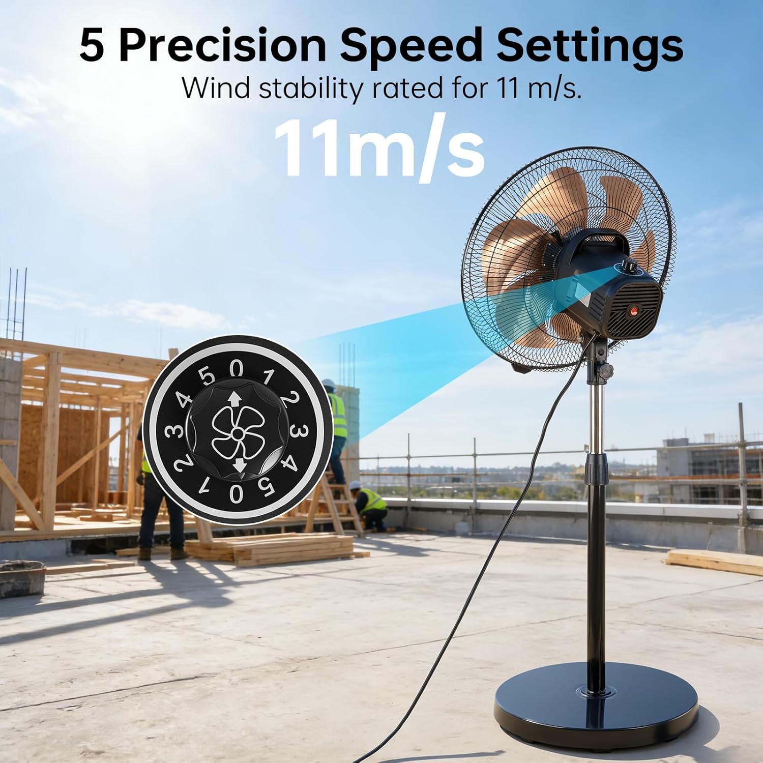 18 Inch Oscillation Pedestal Fan,Industrial Standing Fan with DC Motor,Adjustable Height(47.1"-55.1"),5 Speed,High Velocity Metal Fan for Industrial, Commercial, Residential, Greenhouse,Black