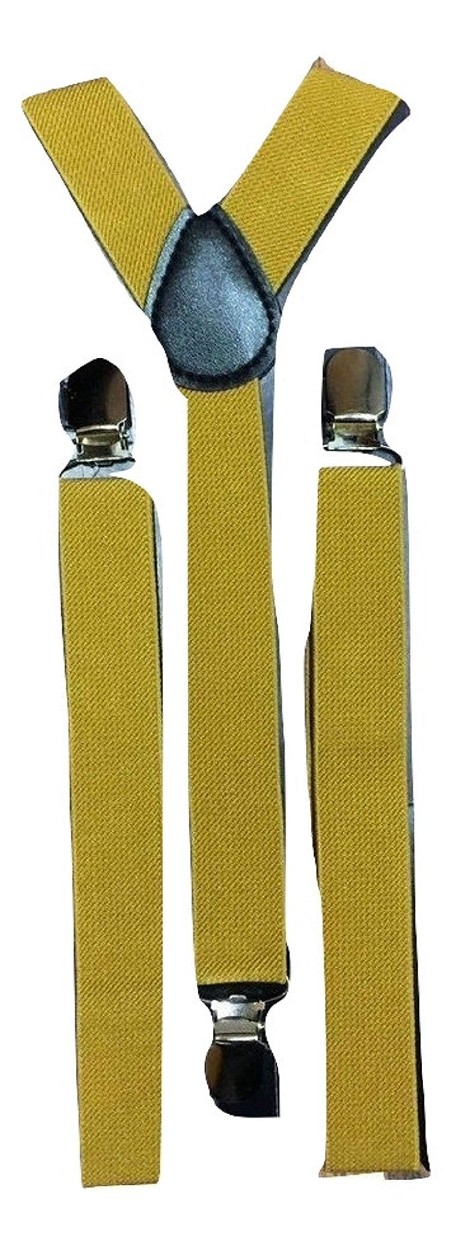 L&L® MENS LADIES UNISEX ADJUSTABLE SLIM BRACES TROUSER SUSPENDERS FANCY DRESS CLIP ON (Gold)