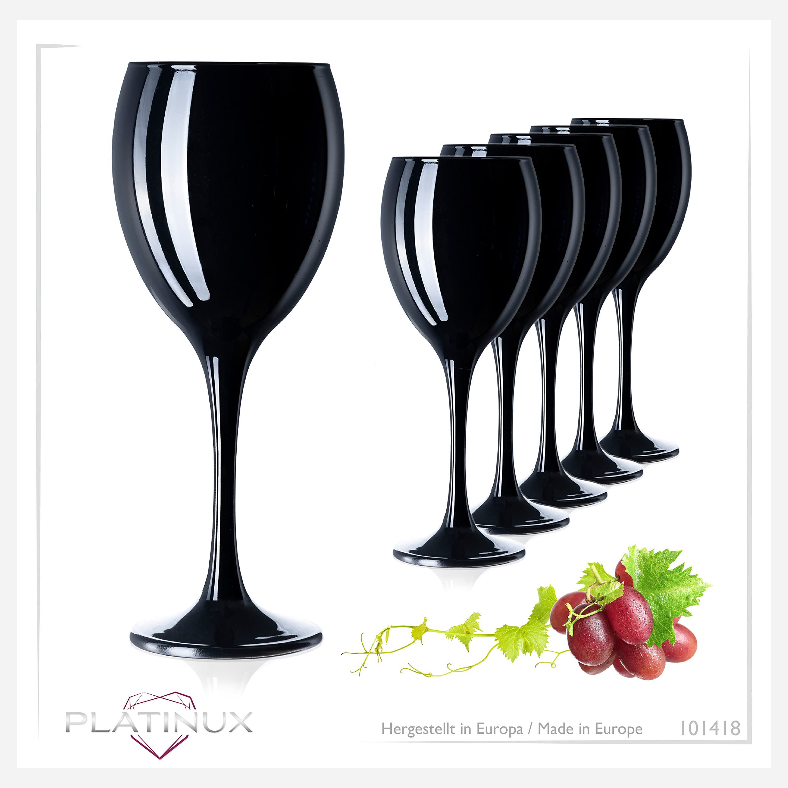 Lot de 6 verres à vin Platinux - Noirs Verre à vin blanc de 320 ml.