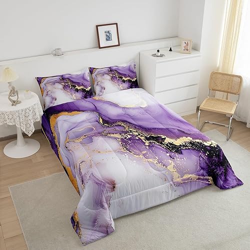 Miniatura 4 de Erosebridal Edredón de acuarela tamaño individual, juego de ropa de cama de mármol abstracto con patrón de piedra, edredón de roca marmoleada,