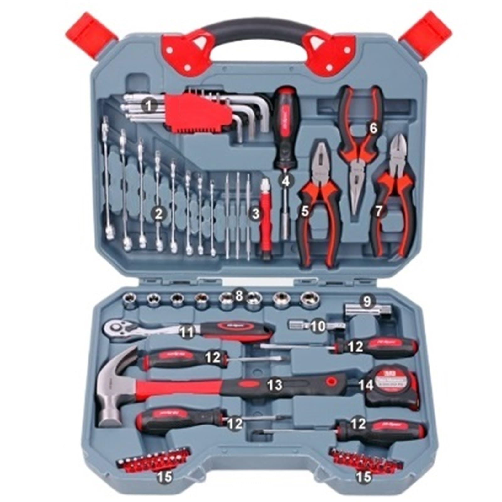 Zguouzantye Red Silver Tone Ratcheting Wrench Set, Car Repair Tool Kit Socket Wrench Set Daily Hand Tools Sets For & Mechanic Ratchet For Man(Red Silver Tone)