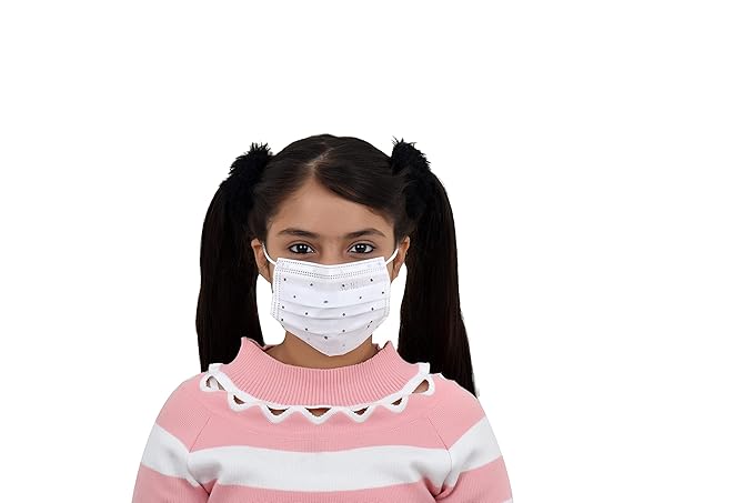 SG Health Cotton Anti pollution 3ply Dust kids Without Valve Disposable Mask Pack of 50 Pieces (White)