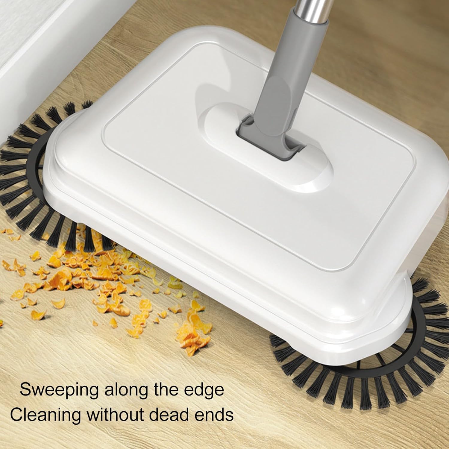 Zerodis Hand Push Sweeper,2 in 1 Wet Dry Use 360 Degree Rotating Quiet Manual Sweeping Mop Hard Floor Surfaces Sweeping Cleaner for Wood Tile Floor