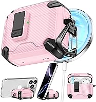 Vista 21 de Funda compatible con AirPods Pro 2ª/1ª, bloqueo automático magnético con soporte para teléfono y kit de limpieza, compatible con funda Magsafe