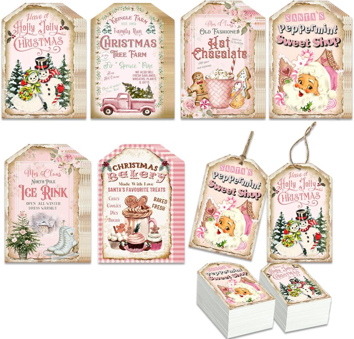 Vintage Christmas Gift Tags Decoration Santa Claus Tags