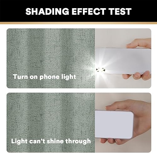 Miniatura 189 de PrinceDeco Cortinas opacas 100% para dormitorio, cortina de lino para puerta corrediza de cristal, cortinas opacas extra anchas con ojales Arena