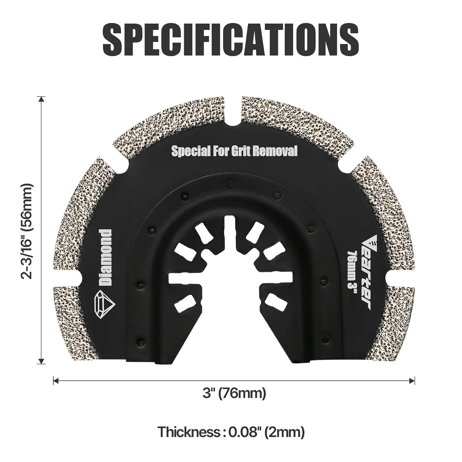 5PCS Diamond Oscillating Saw Blades, Universal Multitool Blades for Grit Grout Removal, Quick Release Multi Tool Kit for Tile, Air Brick, Cement, Concrete, Masonry