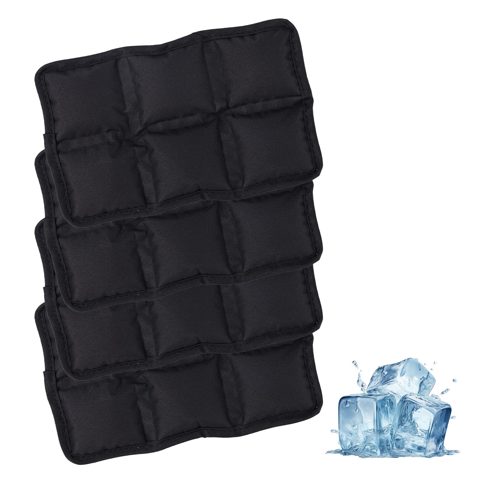 Lyreh 4pcs Reusable Lunch Box Ice Packs, Polyester Long Lasting Reusable Ice Packs Versatile Cooler Accessories for Adventuring Fishing Camping Climbing Outdoor Activities (Black) โ image 1