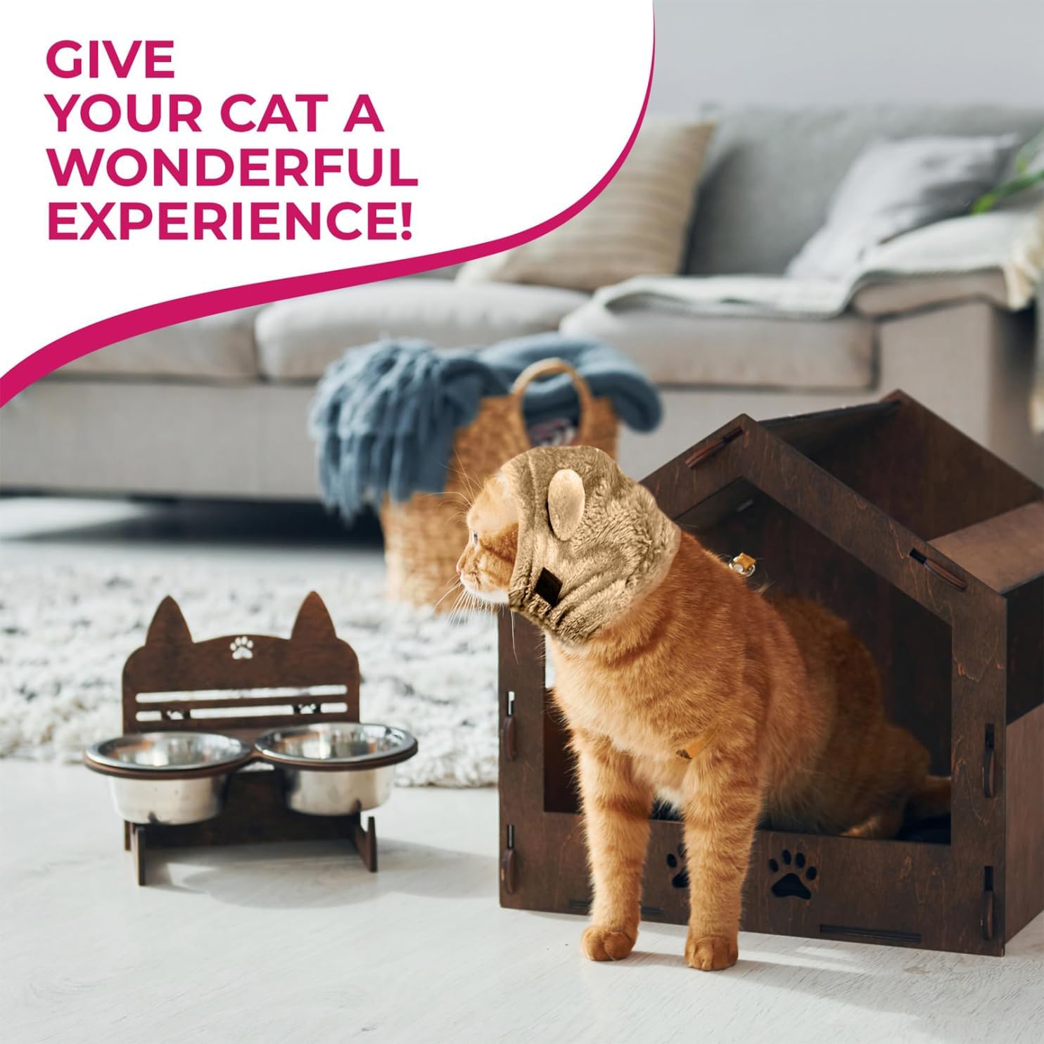 猫と犬のイヤーマフ - ノイズ低減 厚みのあるスヌード 調節可能なストラップ付き - 不安緩和 大音量イベント 花火 旅行 - M