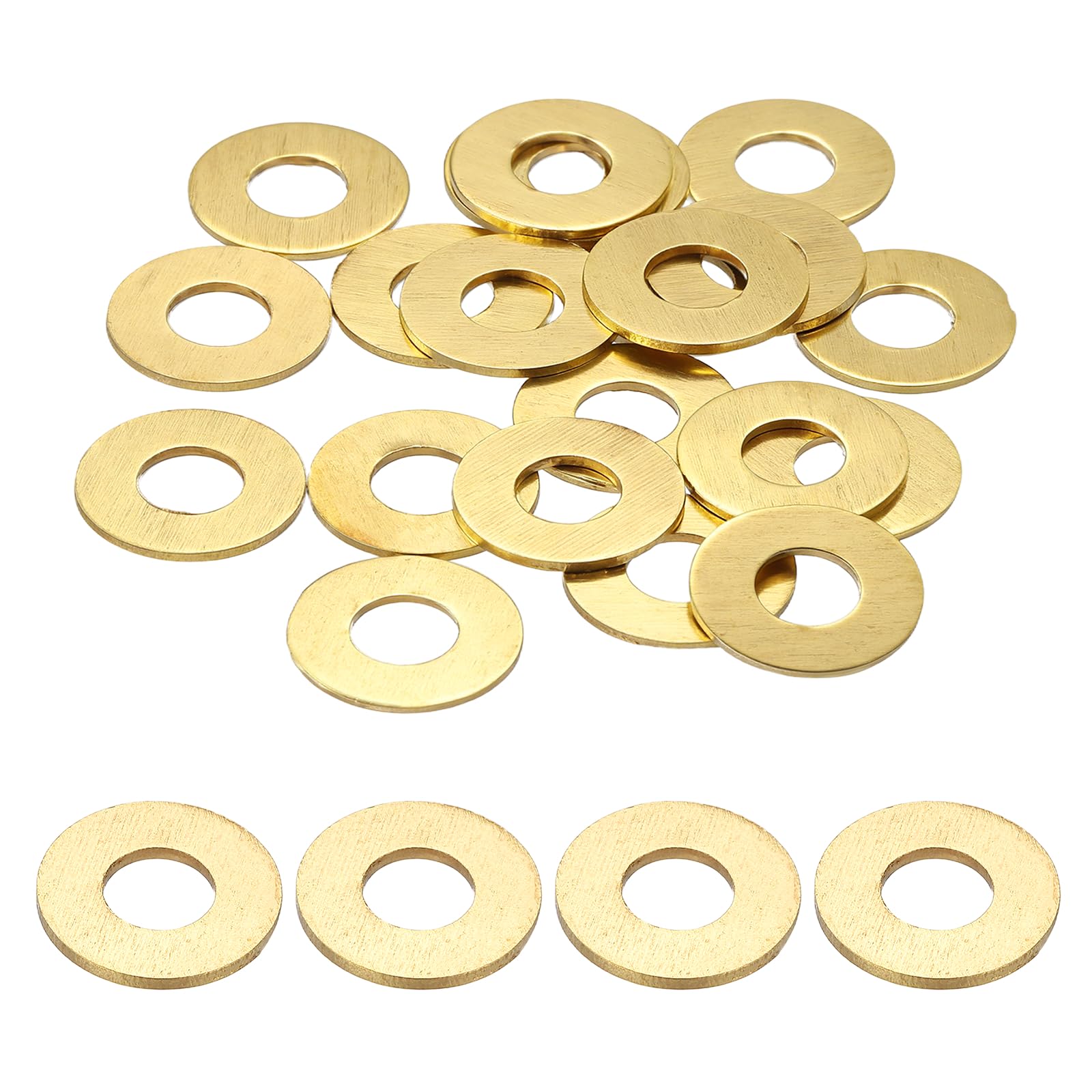 PATIKIL M4 Flat Washers, (12mm OD 1mm Thickness, Golden) (32 Pcs), Brass Metric Sealing Gasket Ring Crush Washer Spacers for Faucets/Garden/Bolts/Screws/Hose Pipe