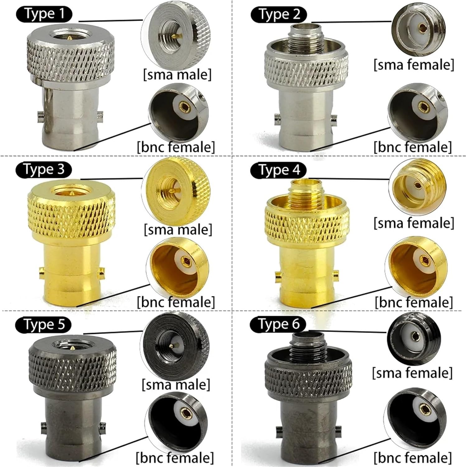 SMA to BNC Q9 Coaxial Adapter Male Female Plugs Flange M/F Connector Straight Converter Kit(Type 4,10PCS)
