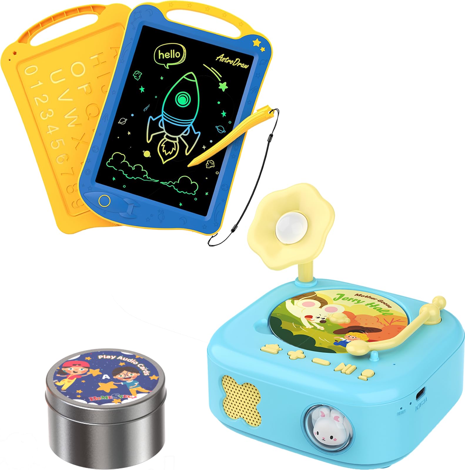 HOMESTEC Story Dream Machine Musical Toy for Toddlers and Astrodraw Drawing Pad Toys, Colorful LCD Writing Tablet