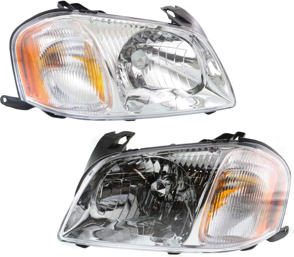 KarParts360 For 2001 02 03 2004 Mazda Tribute Headlight Assembly Pair Driver and Passenger Side w/Bulbs For MA2502126 MA2503126