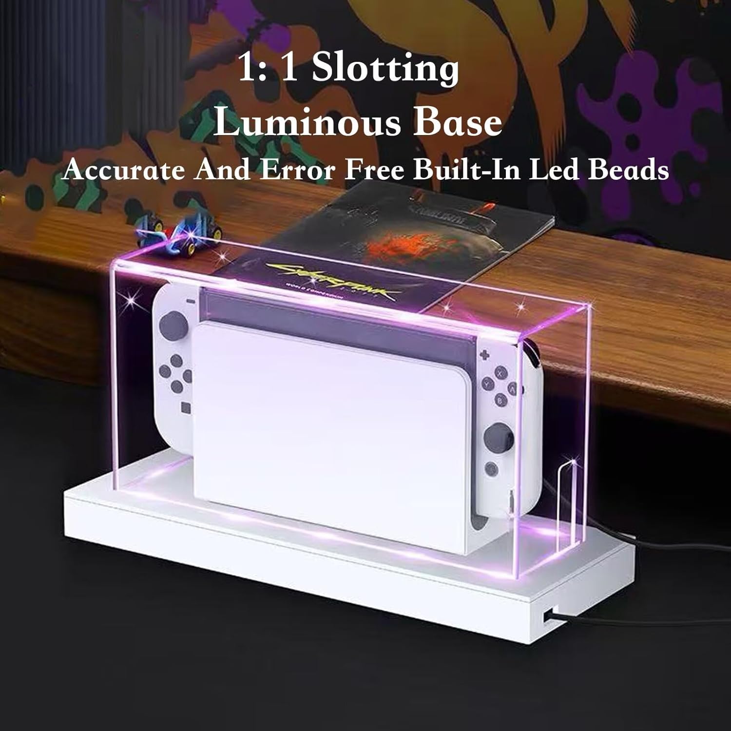 Dust Cover with 16 LED Colors Light Base Compatible with Nintendo Switch 2, Acrylic Display Case Anti-Scratch Waterproof Dock Cover, Accessories for Switch 2