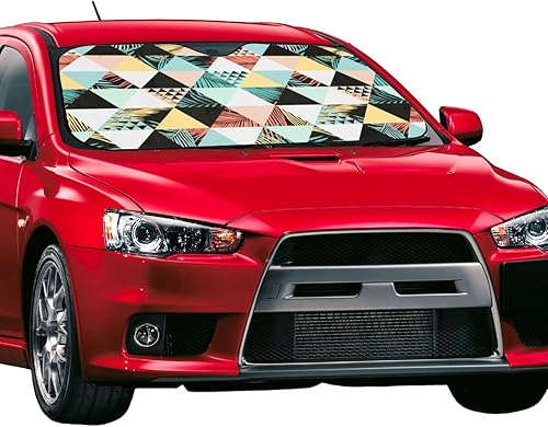 Miniatura 2 de Hawaiian Geometric Triangle Coconut Tree Sun Visor Protector Blocks UV Rays Keep Cool for Most Sedans SUV Truck Automotive Truck Passenger Car