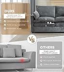 Tbfit Modern Couch, 89" Cloud Sofa, Spring Seat Cushions, Comfy 3-Seater w/Pillows, Chenille Fabric Removable Covers, Soft Upholstered Living Room Furniture, Home, Apartment, Gray