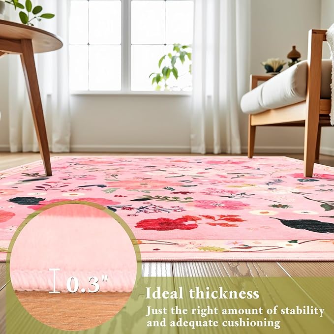 Macgace Alfombra Floral Rosa 2x3 para Entrada miniatura 7