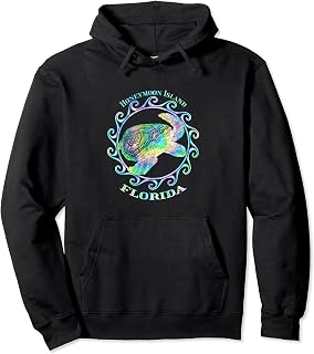 Honeymoon Island Florida Vacation Colorful Tribal Turtle Pullover Hoodie