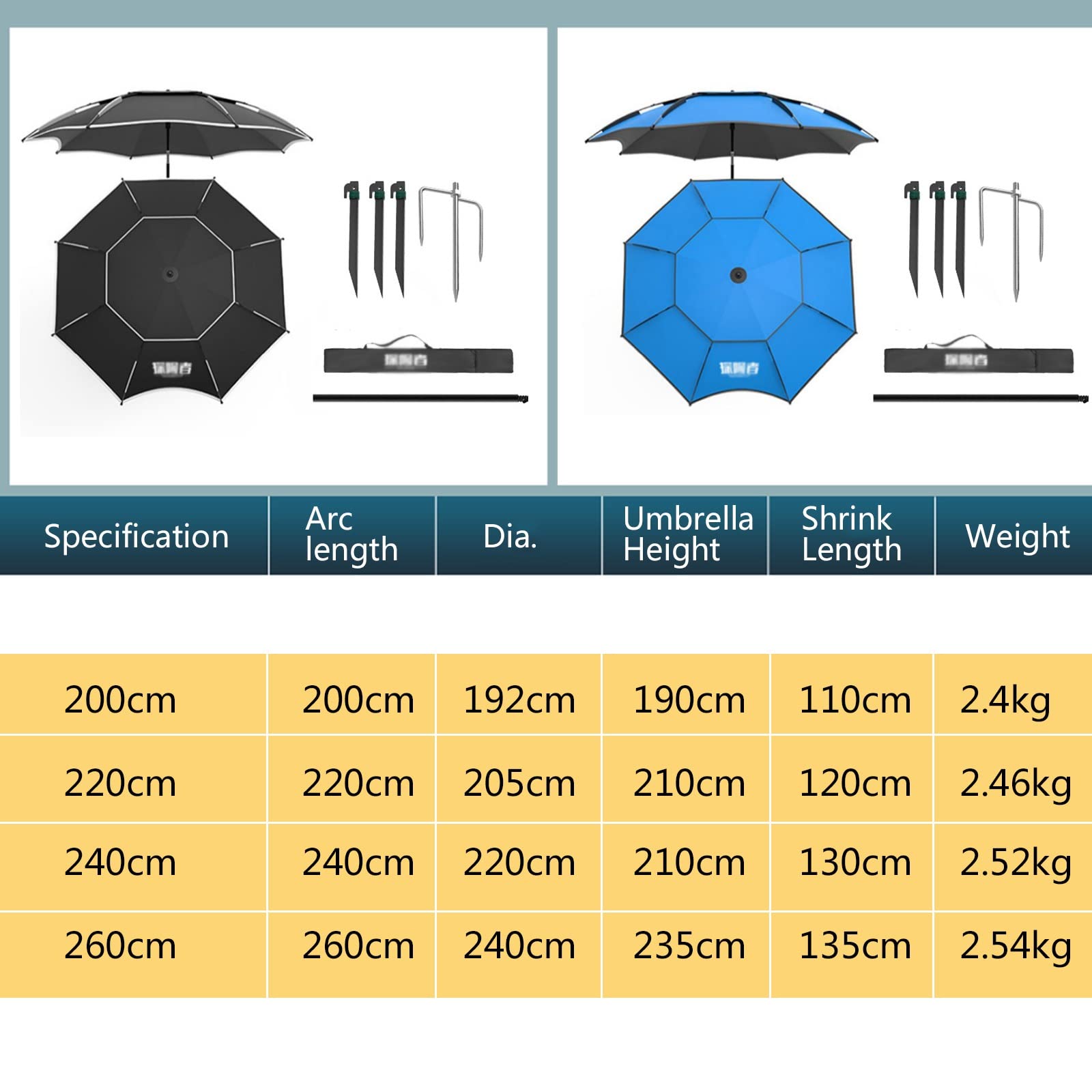 CMBSSTFC Ombrellone da Esterno, Ombrellone da Pesca Tettoia per Riparo da Esterno Resistente all'Acqua - con Asta Telescopica Inclinabile a 360° - Ombrelloni da Spiaggia Portatili con Borsa per Il