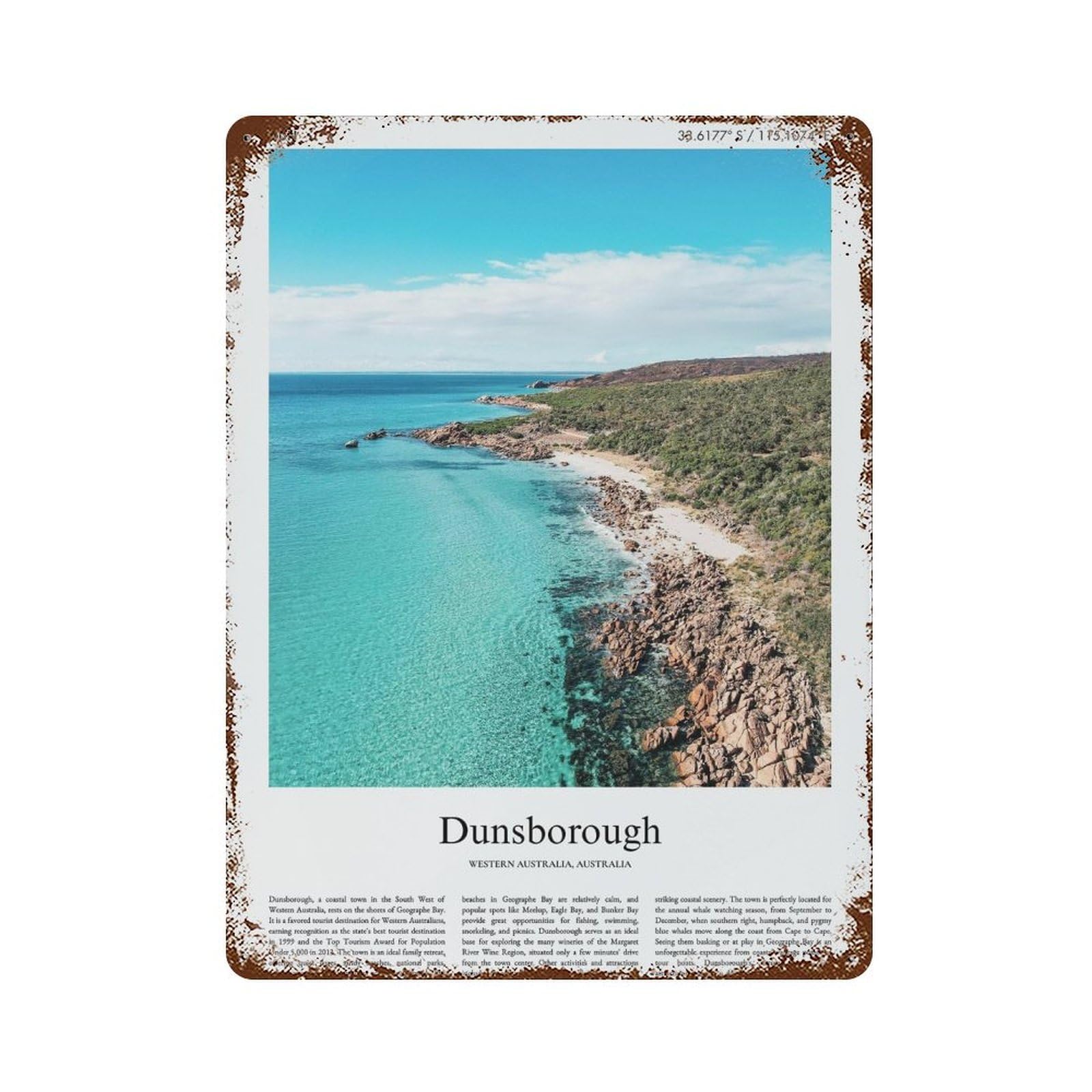 xiaoxiaoshen Dunsborough Western Australia, Australia City Scenery Wall Decor Art Metal Tin Poster Modern Home Decor Art Home Bar Shop Decorations Vintage Sign 40x30cm
