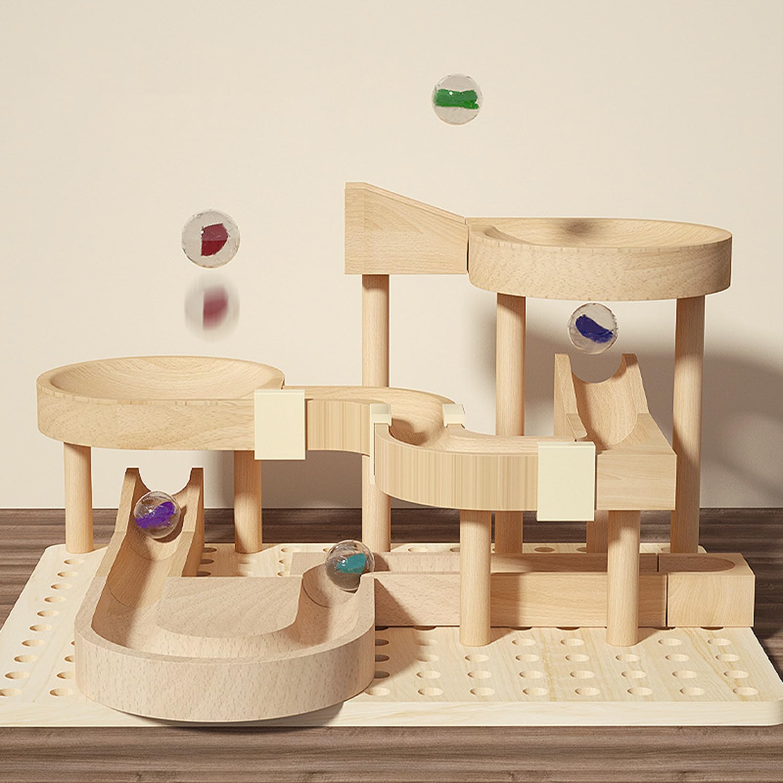 Murmelbahn - Holzkugelbahn 22,5x16,5 cm, entwickelt feine Bewegung