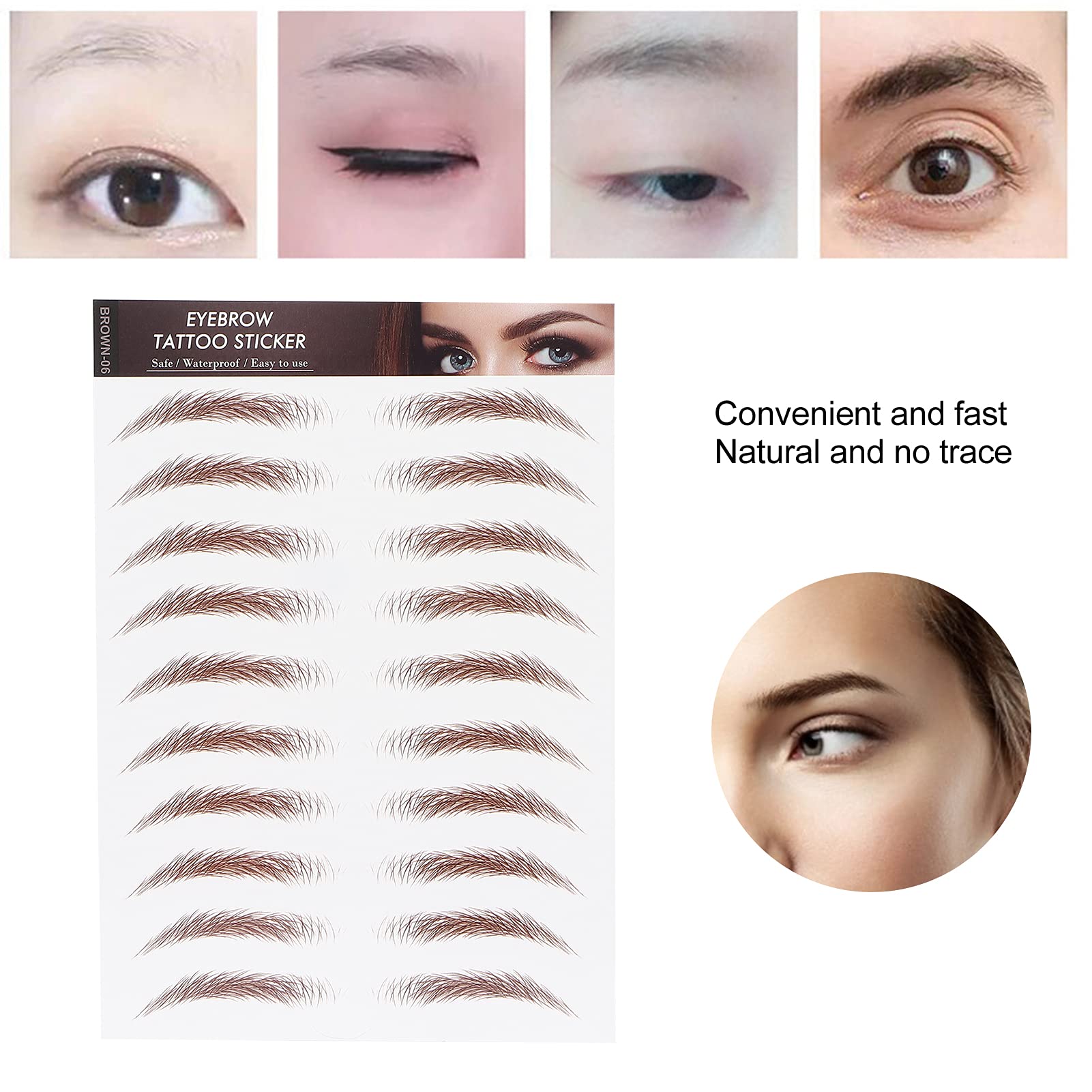Eyebrows Waterproof, Eyebrow Stickers, Eyebrow Sticker, Eyebrow Tattoos Stickers Temporary Eyebrow Tattoos Eyebrow Transfer Sticker for Women (BROWN-06)
