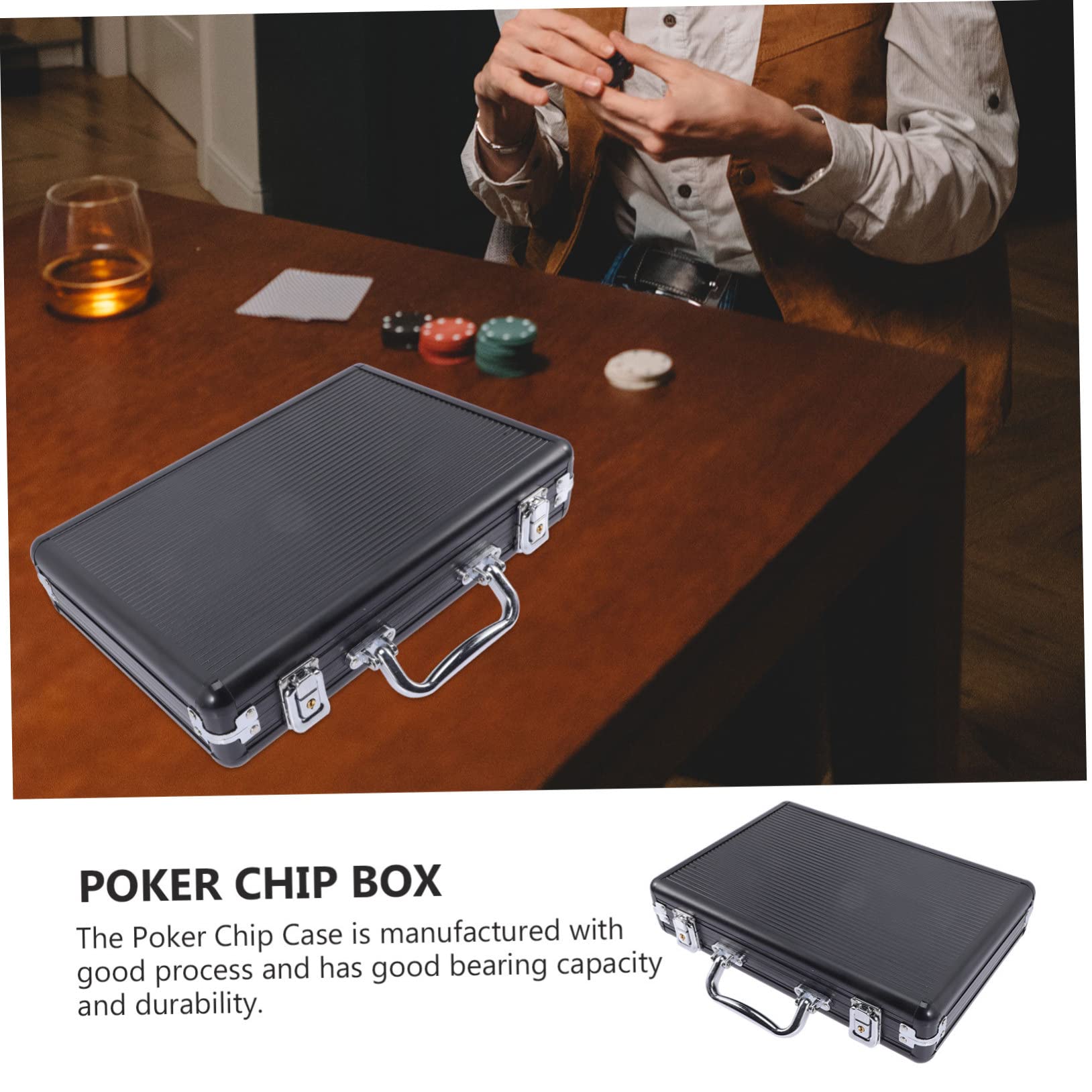 Valigetta e Bordi Rotondi in Lega di Alluminio per Fiches da Poker Nero Capacità Elevata per Accessori Gaming e Dadi da Poker
