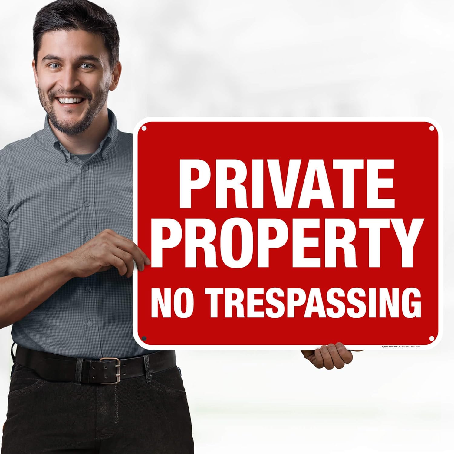 Private Property No Trespassing Sign, (MS-1133) 18x24 Inches, 55 mil thick HDPE (high density polyethylene), Made in USA by My Sign Center