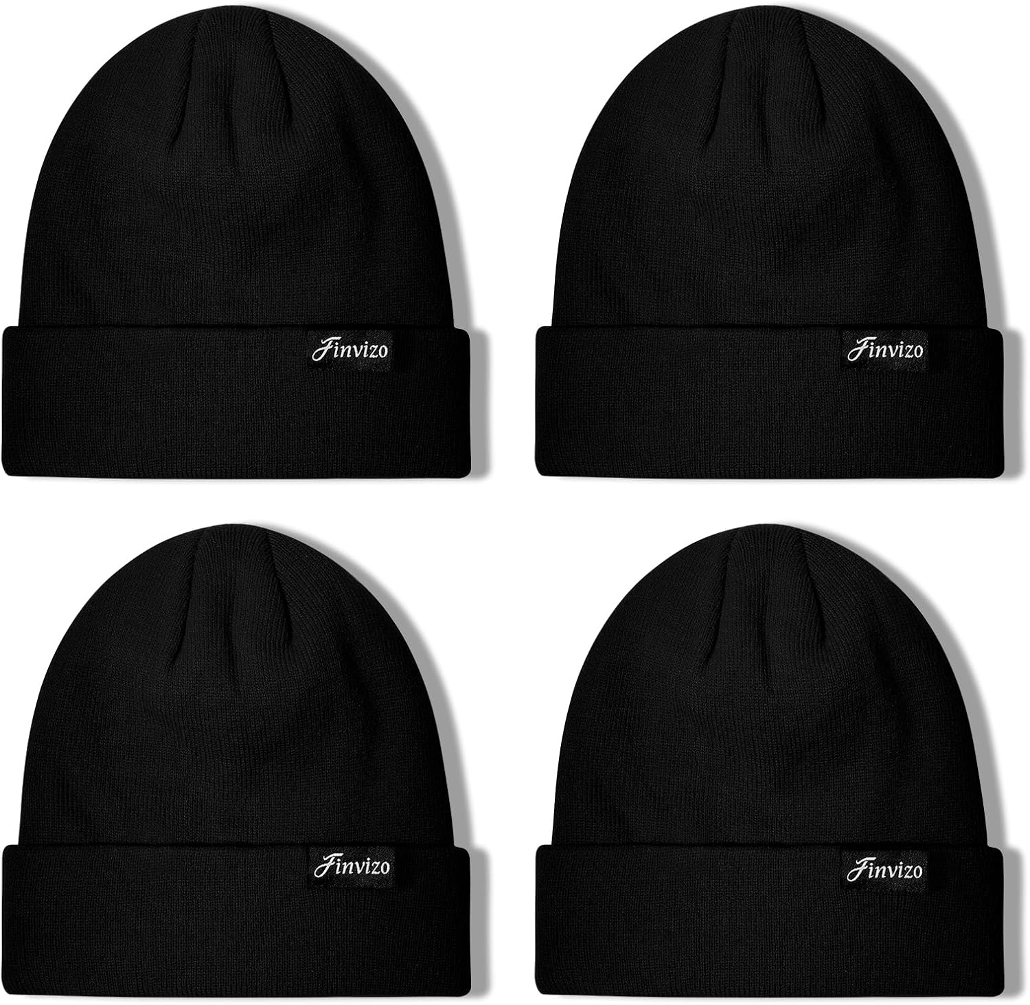 Winter Beanie Hats for Men Women: 4 Pack Knit Cuffed Beanies Skull Caps Unisex Warm Hat