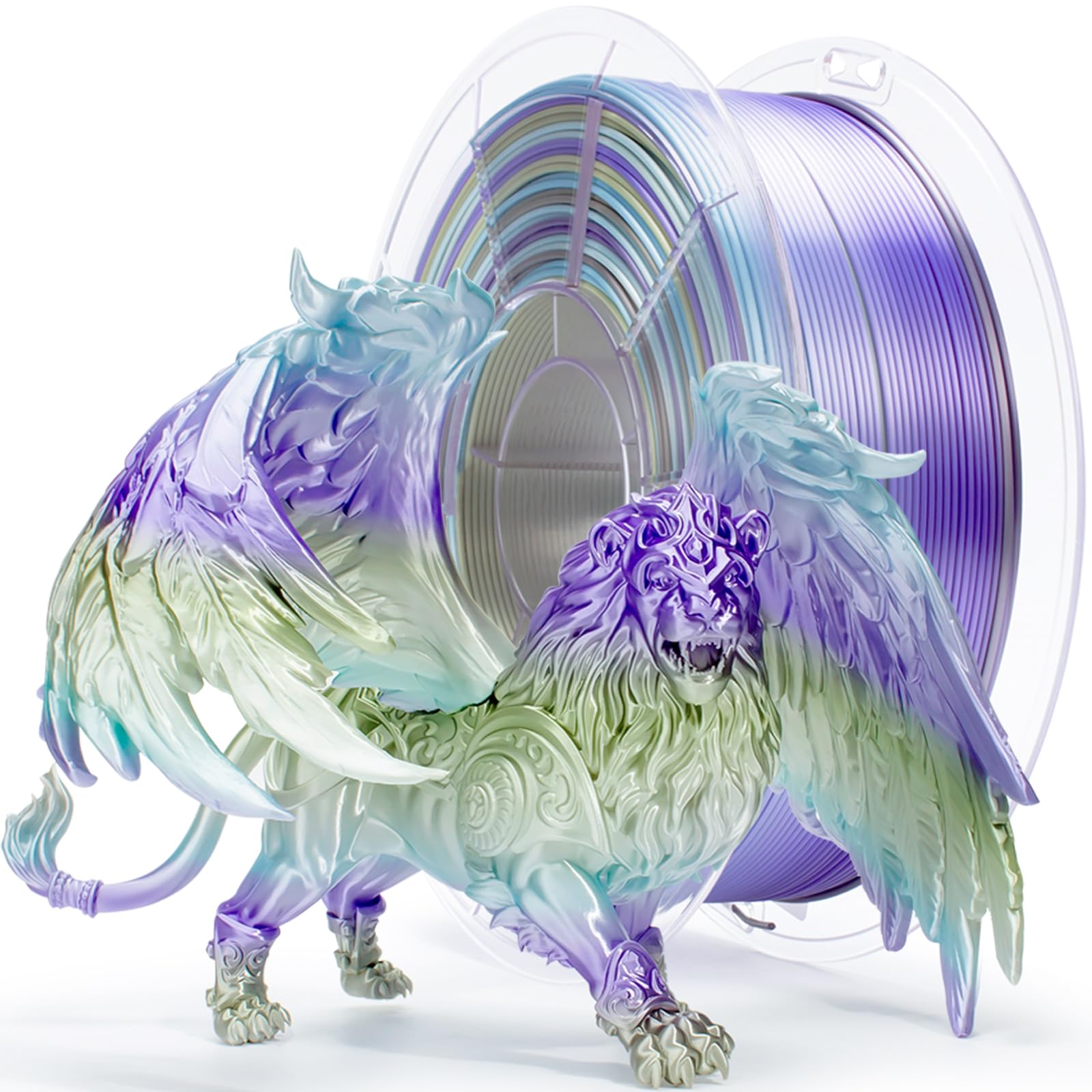 ZIRO Fast Color Gradient 1.75mm PLA, Color Gradient Shine Surface Material for 3D Printing, Glossy Rainbow PLA Filaments, Fit Most 3D Printer, 1KG