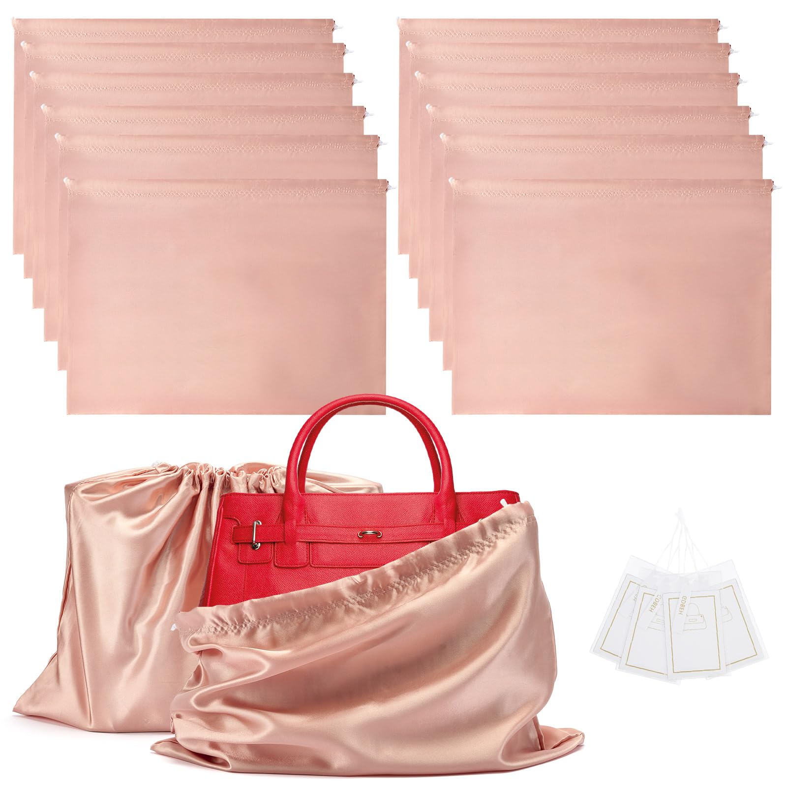 GDBEH 12 Pack Dust Bags for Handbags Travel Storage Pouch Silk Cloth Bag With Drawstring Large Storage Pouch for Handbag Purse Shoes Boots