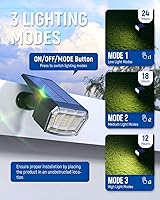 Vista 2 de Focos solares al aire libre de 63 LED con 3 modos de iluminación, luz impermeable IP65 para patio, jardín, casa, garaje, camino para decoraciones