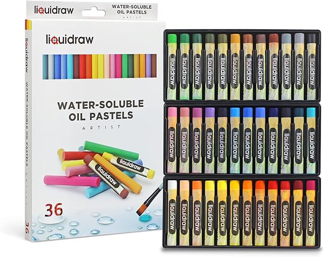 Liquidraw Oil Pastels Super Soft Water Soluble For Art, 36 Colours Watercolour Blending Oil Pastels Crayons Set For Artists, Students, Kids, Drawing, Sketching & Painting