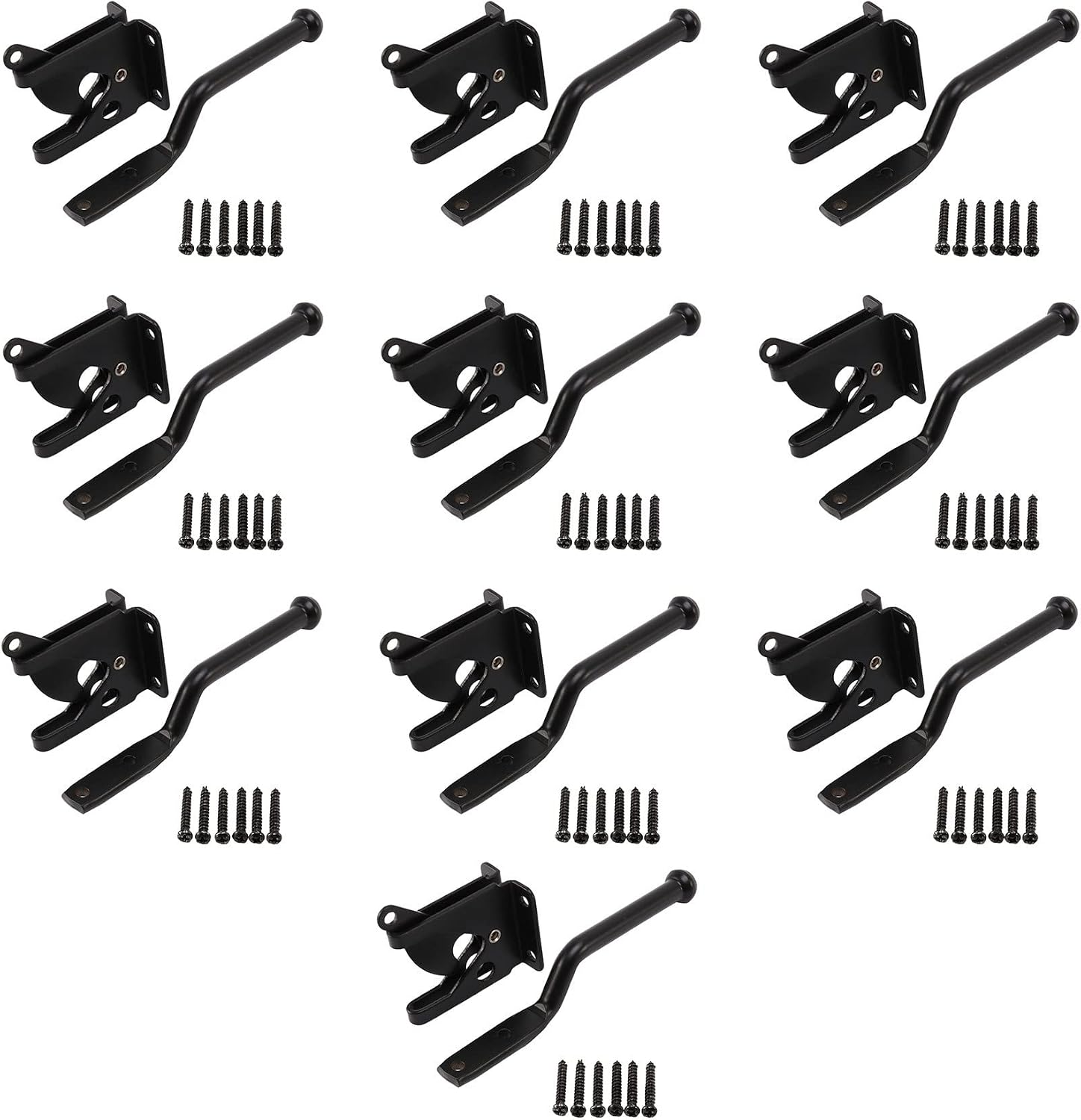 10X Self Locking Gate Latch Automatic Heavy Force Lever Fence Gate Lock for Wood Fence Gate Door Latches Steel Black